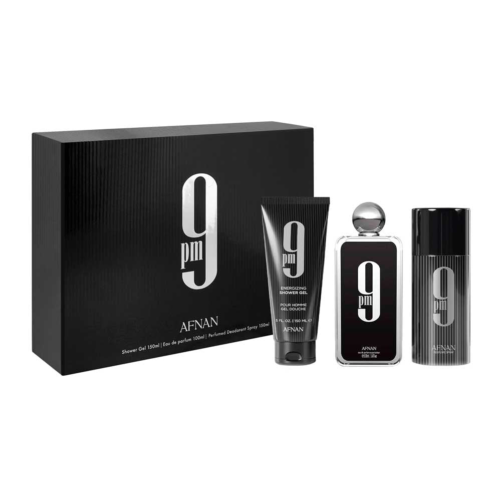 Afnan 9pm Estuche 3 Piezas Caballero EDP 100ml + Gel de Baño 150ml + Desodorante 150ml