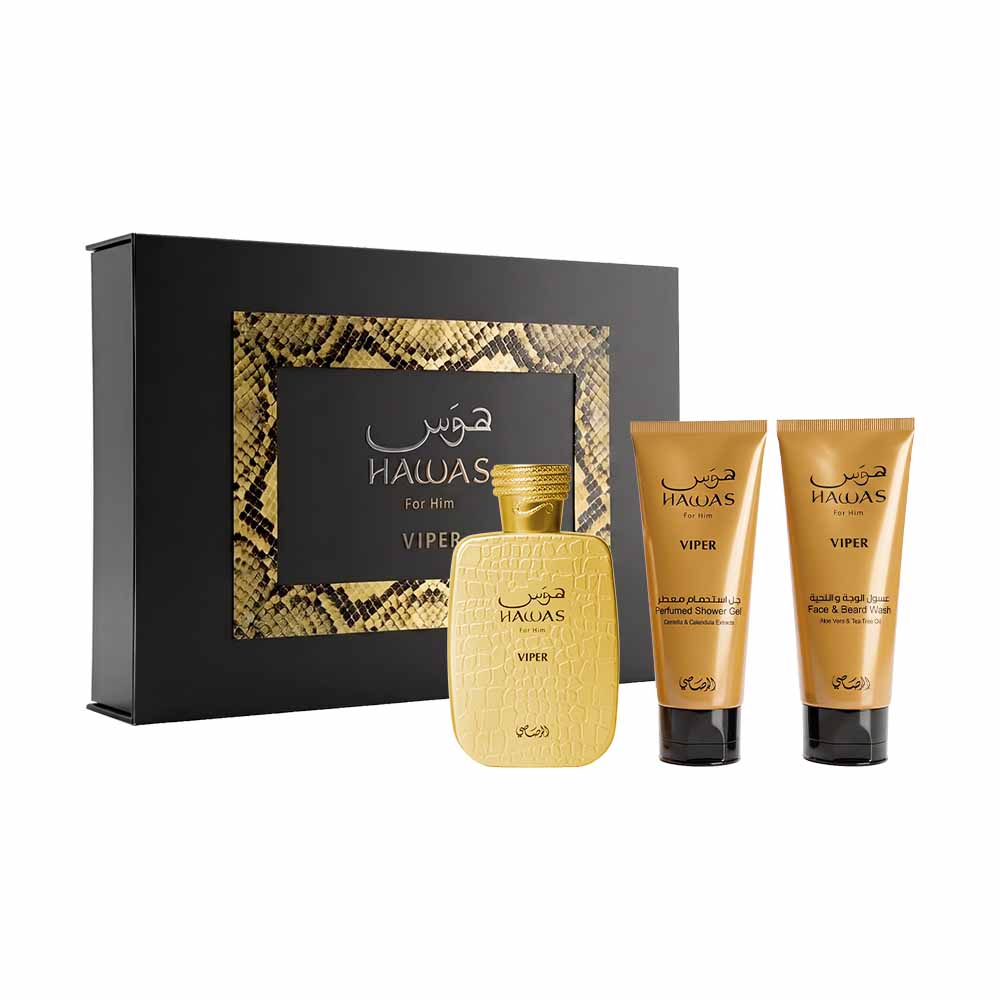 Hawas Viper Estuche 3 Piezas Caballero EDP 100ml + Limpiador de Rostro y Barba 100ml + Gel de Baño 100ml